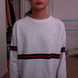 Cute long sleeve tee with black and red stripe